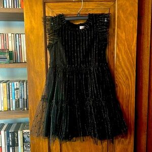 Black Tulle with Gold Threading Dress - Size 7/8